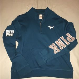 1/4 zip PINK logo sweatshirt